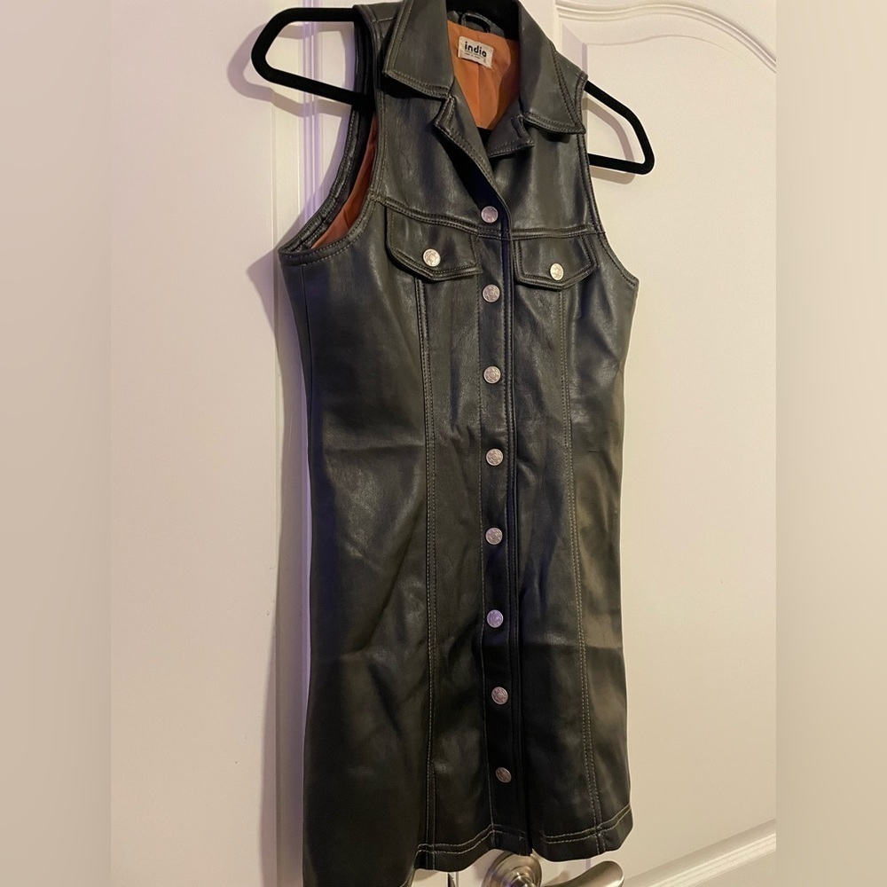 INDIO PIONEER TRADING CO Vintage Faux Leather Mini Dress - Picture 2 of 11